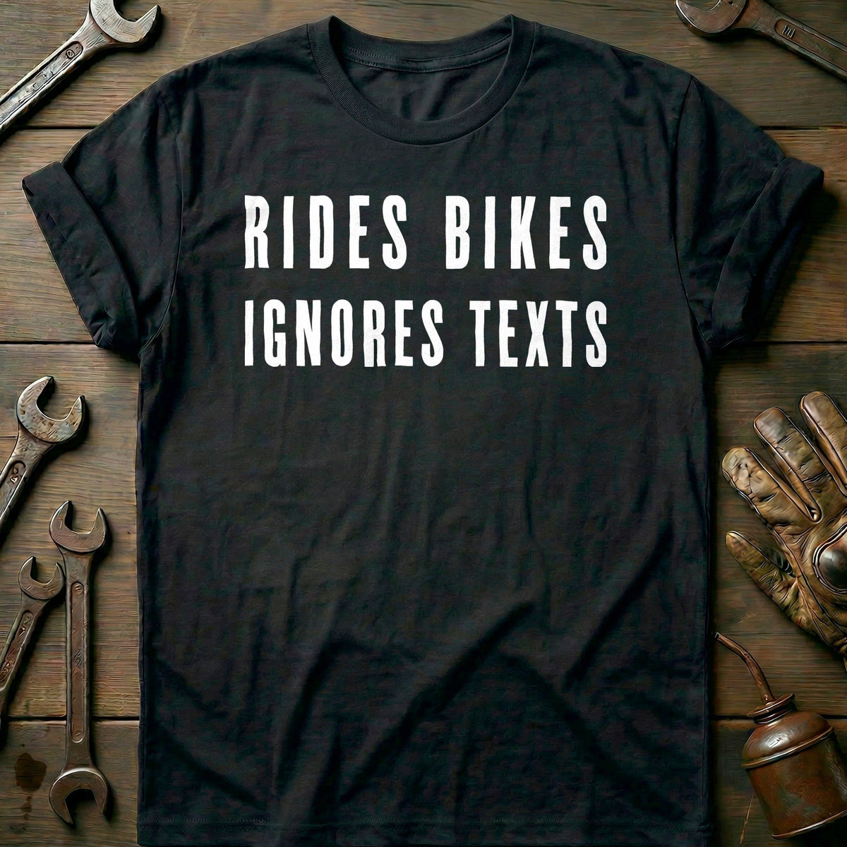 Rides Bikes Ignores Texts 69 Motorcycle T-Shirt Gift For Biker