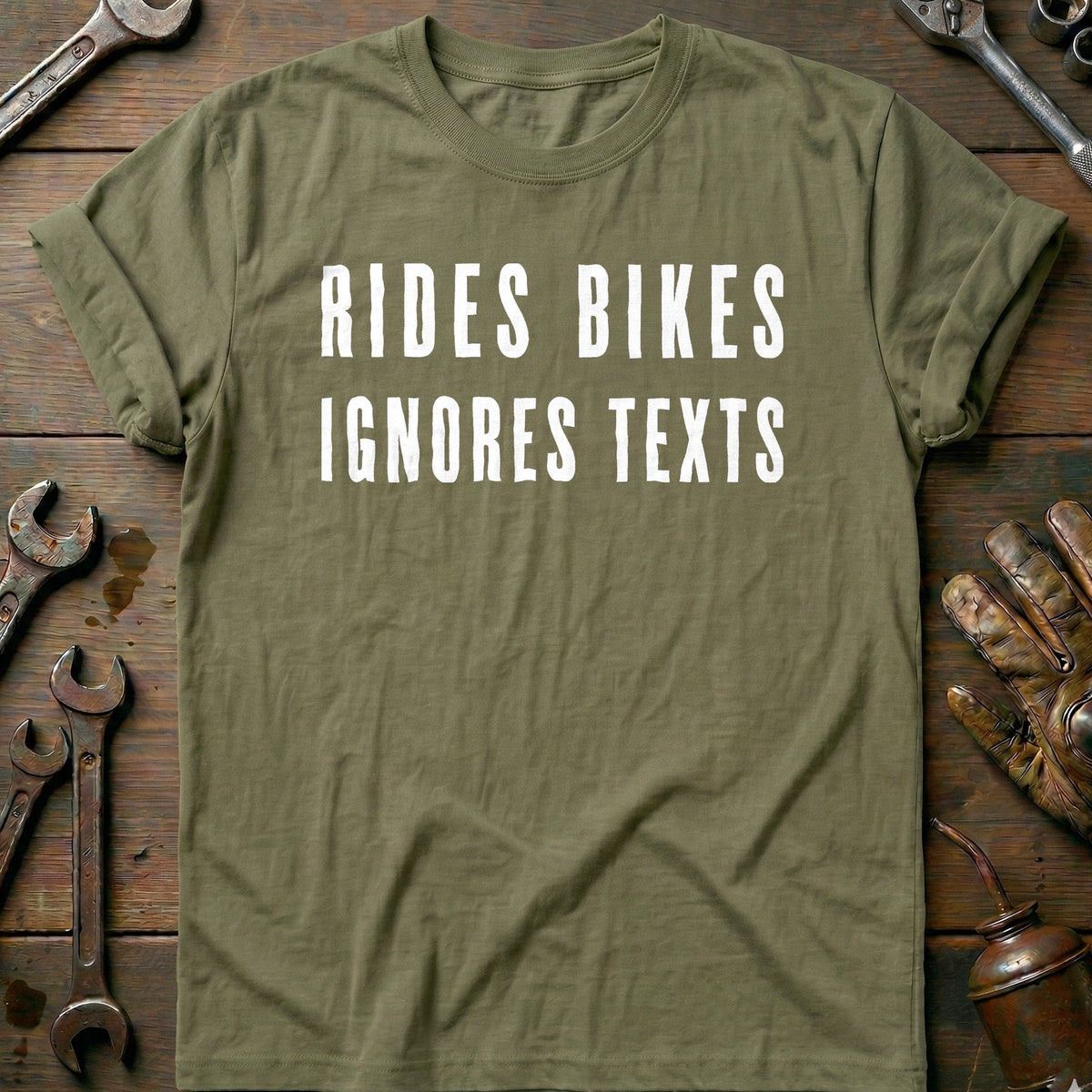 Rides Bikes Ignores Texts 69 Motorcycle T-Shirt Gift For Biker