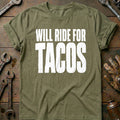 Will Ride for Tacos 95 Motorcycle T-Shirt US Gift For Biker