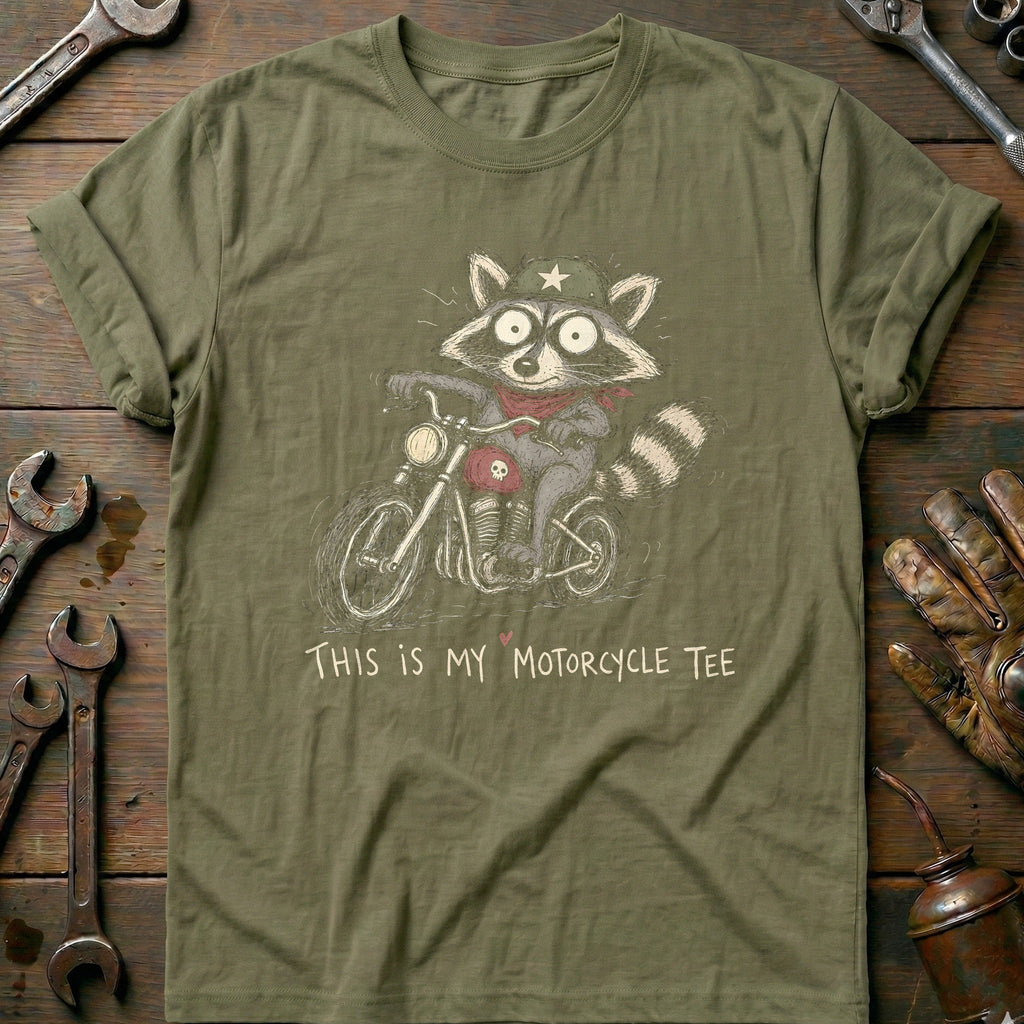 This is my Biker Raccoon 40 Motorcycle T-Shirt GC Gift For Biker