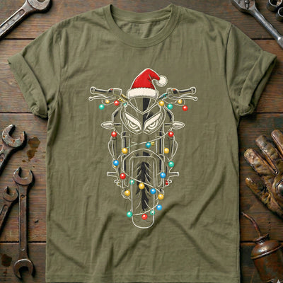 Streetfighter Christmas Lights Motorcycle T-Shirt AU Gift For Biker