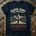 Riding Home for Christmas Motorcycle T-Shirt AU Gift For Biker