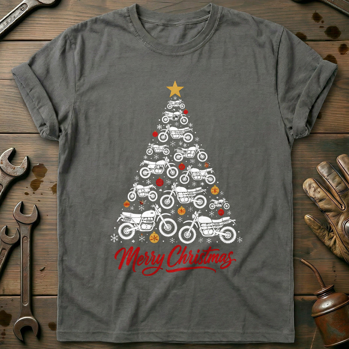 Scrambler Christmas Tree Motorcycle T-Shirt AU Gift For Biker