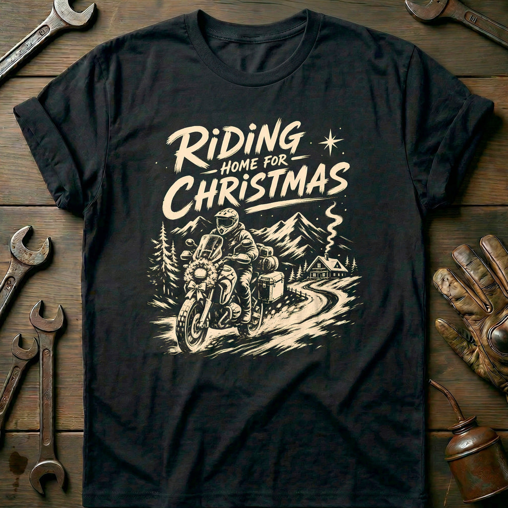 Riding Home for Christmas Motorcycle T-Shirt AU Gift For Biker