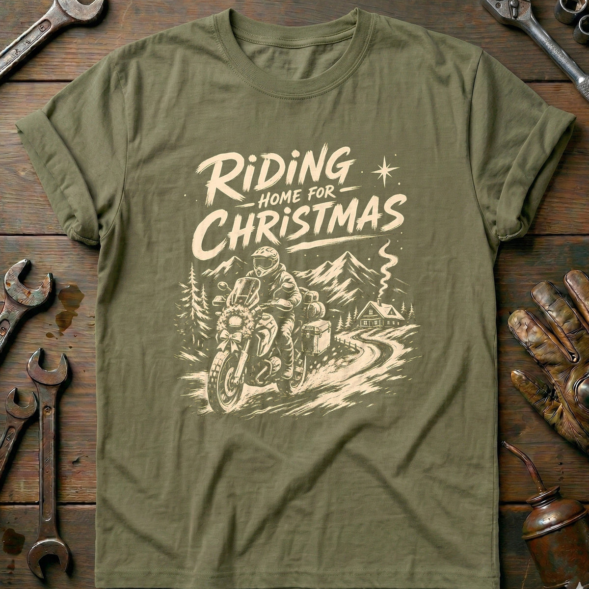 Riding Home for Christmas Motorcycle T-Shirt AU Gift For Biker