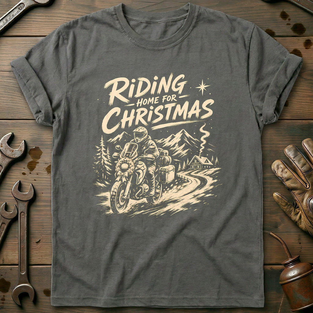 Riding Home for Christmas Motorcycle T-Shirt AU Gift For Biker