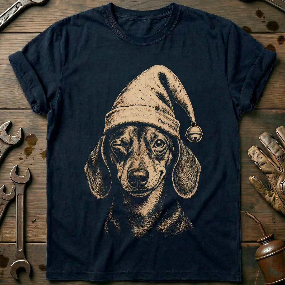 Christmas Elf Dachshund Motorcycle T-Shirt EU Gift For Biker