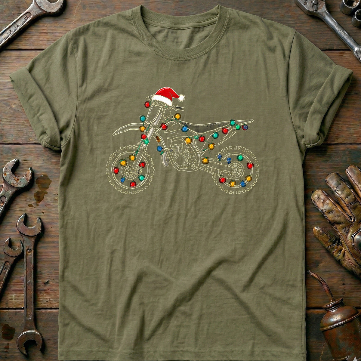 Dirtbike Christmas Lights Motorcycle T-Shirt EU Gift For Biker