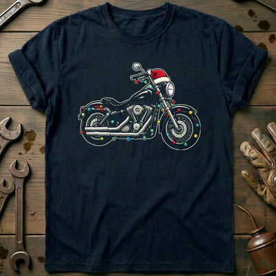 Cruiser Christmas Lights Motorcycle T-Shirt EU Gift For Biker