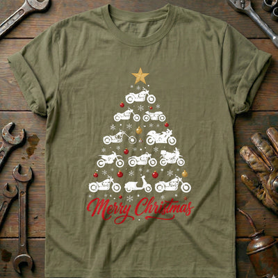 Merry Christmas Motorcycle Tree T-Shirt EU Gift For Biker