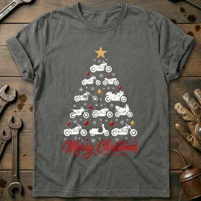 Merry Christmas Motorcycle Tree T-Shirt EU Gift For Biker