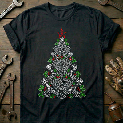 Engines and Pistons Christmas Tree Motorcycle T-Shirt EU Gift For Biker