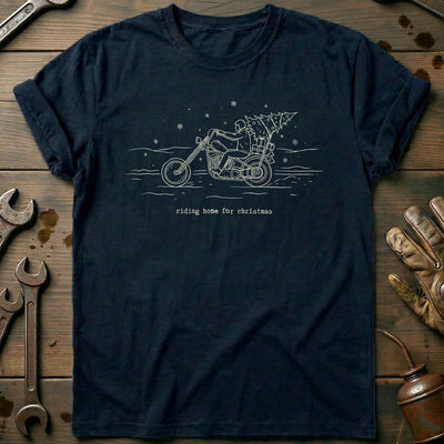 Riding Home for Christmas Motorcycle T-Shirt EU Gift For Biker