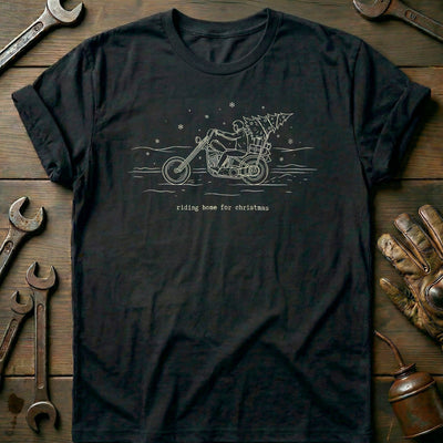 Riding Home for Christmas Motorcycle T-Shirt EU Gift For Biker