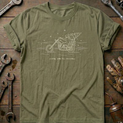 Riding Home for Christmas Motorcycle T-Shirt EU Gift For Biker