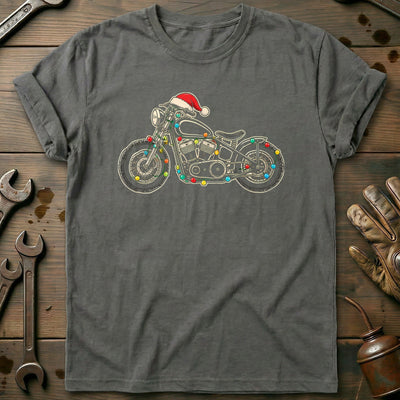 Bobber Christmas Lights Motorcycle T-Shirt EU Gift For Biker