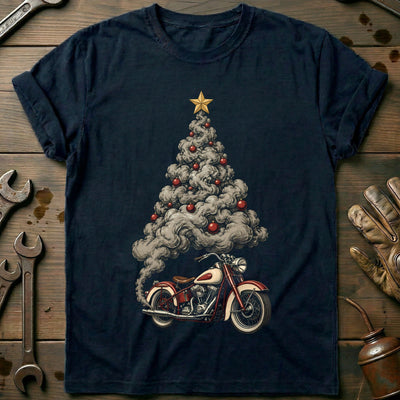 Exhaust Smoke Christmas Tree Motorcycle T-Shirt EU Gift For Biker