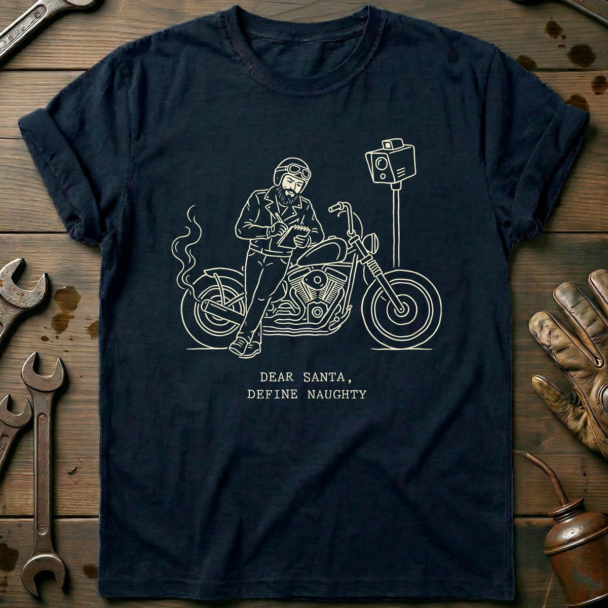 Dear Santa Define Naughty Motorcycle T-Shirt EU Gift For Biker