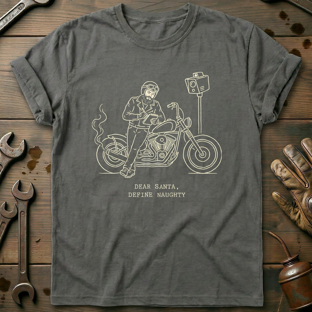 Dear Santa Define Naughty Motorcycle T-Shirt EU Gift For Biker