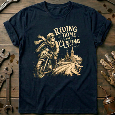 Riding Home for Christmas Motorcycle T-Shirt EU Gift For Biker