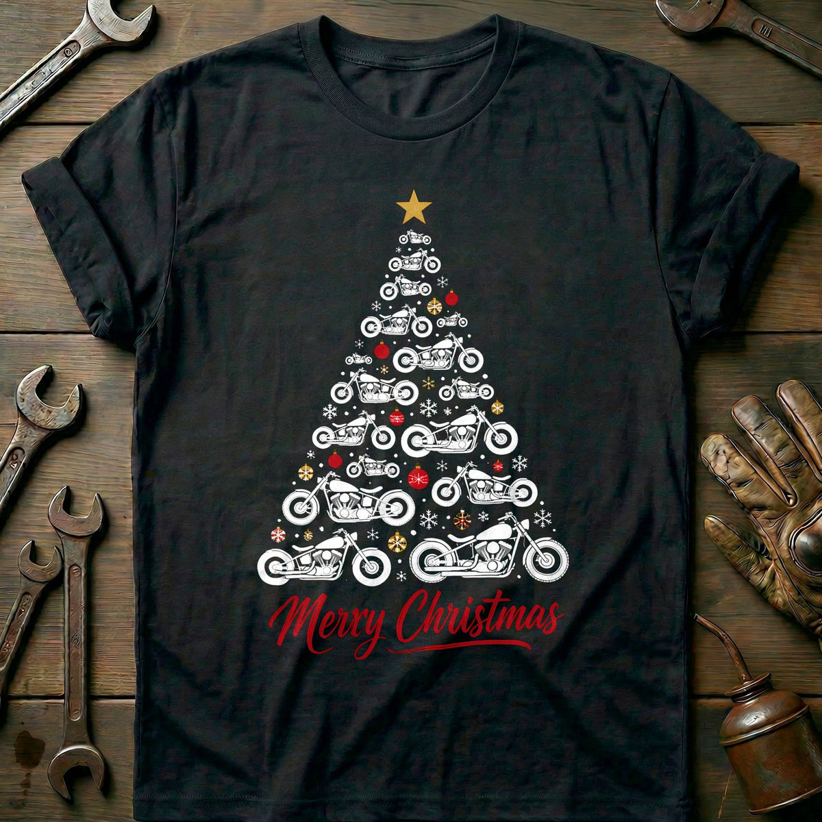 Bobber Christmas Tree Motorcycle T-Shirt GC Gift For Biker