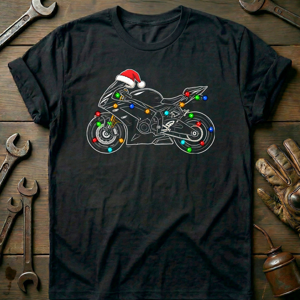 Sportbike Christmas Lights Motorcycle T-Shirt EU Gift For Biker