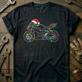 Sportbike Christmas Lights Motorcycle T-Shirt EU Gift For Biker