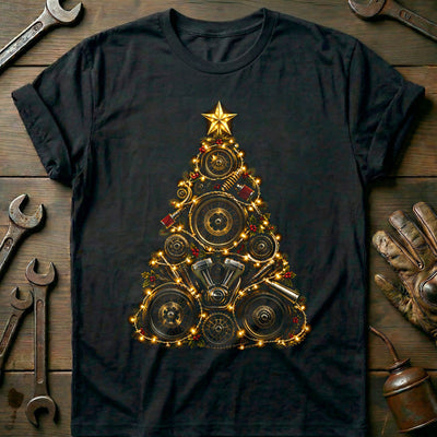Engine Parts and Lights Christmas Tree Motorcycle T-Shirt GC Gift For Biker