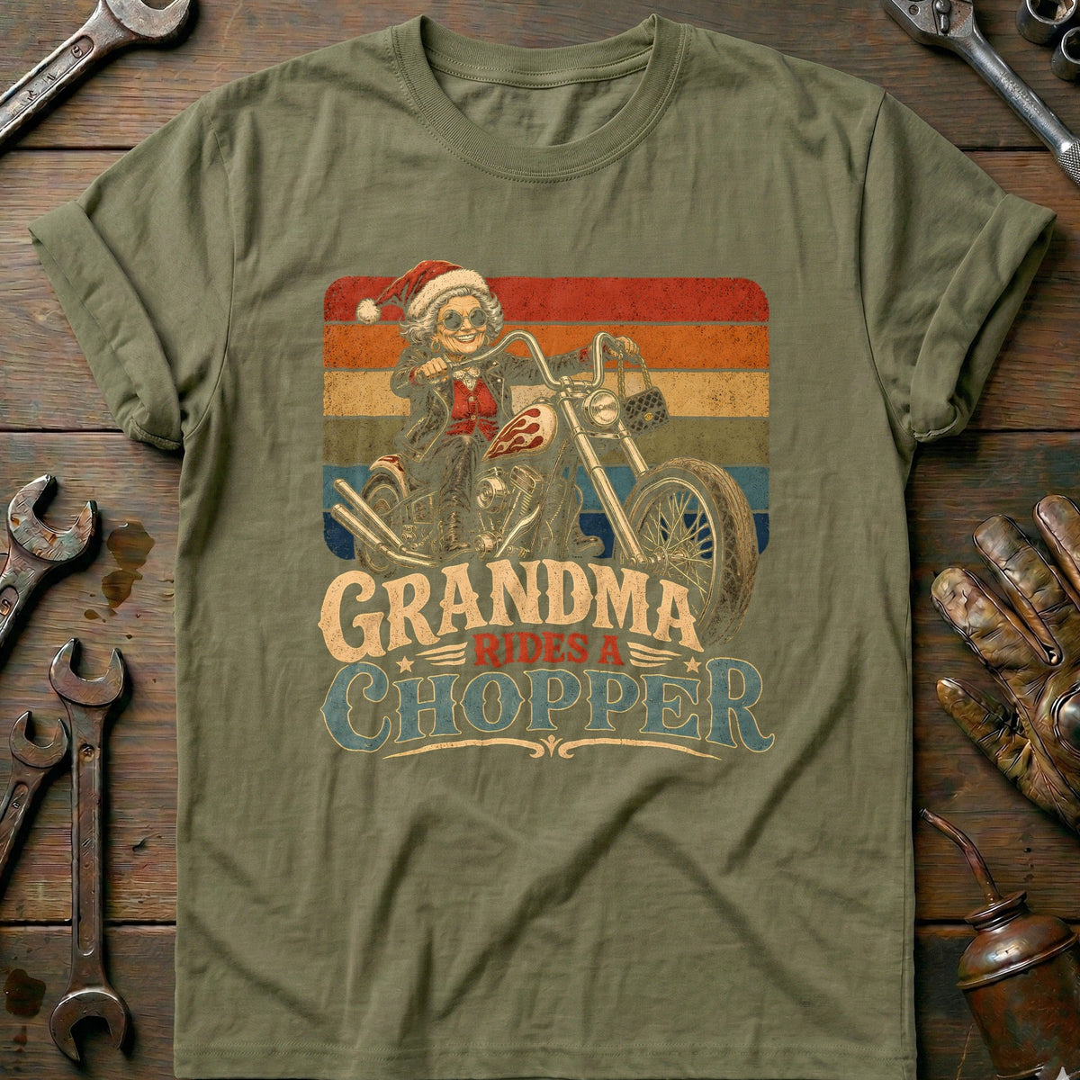 Grandma Rides a Chopper Motorcycle T-Shirt GC Gift For Biker