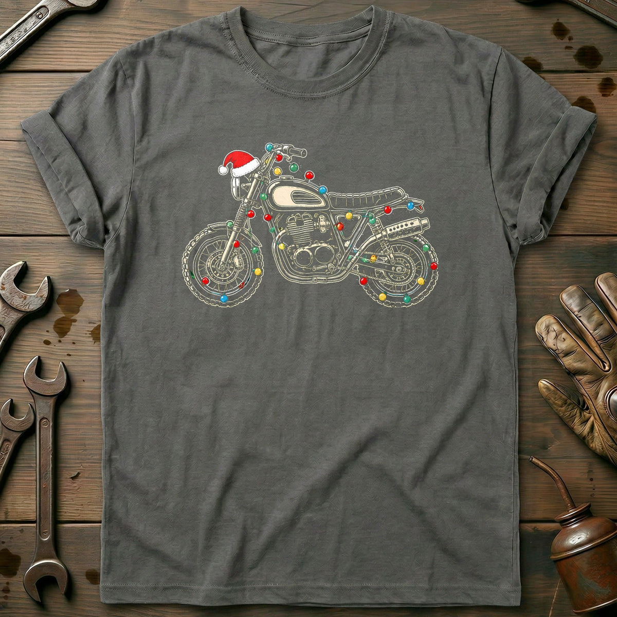 Scrambler Christmas Lights Motorcycle T-Shirt GC Gift For Biker