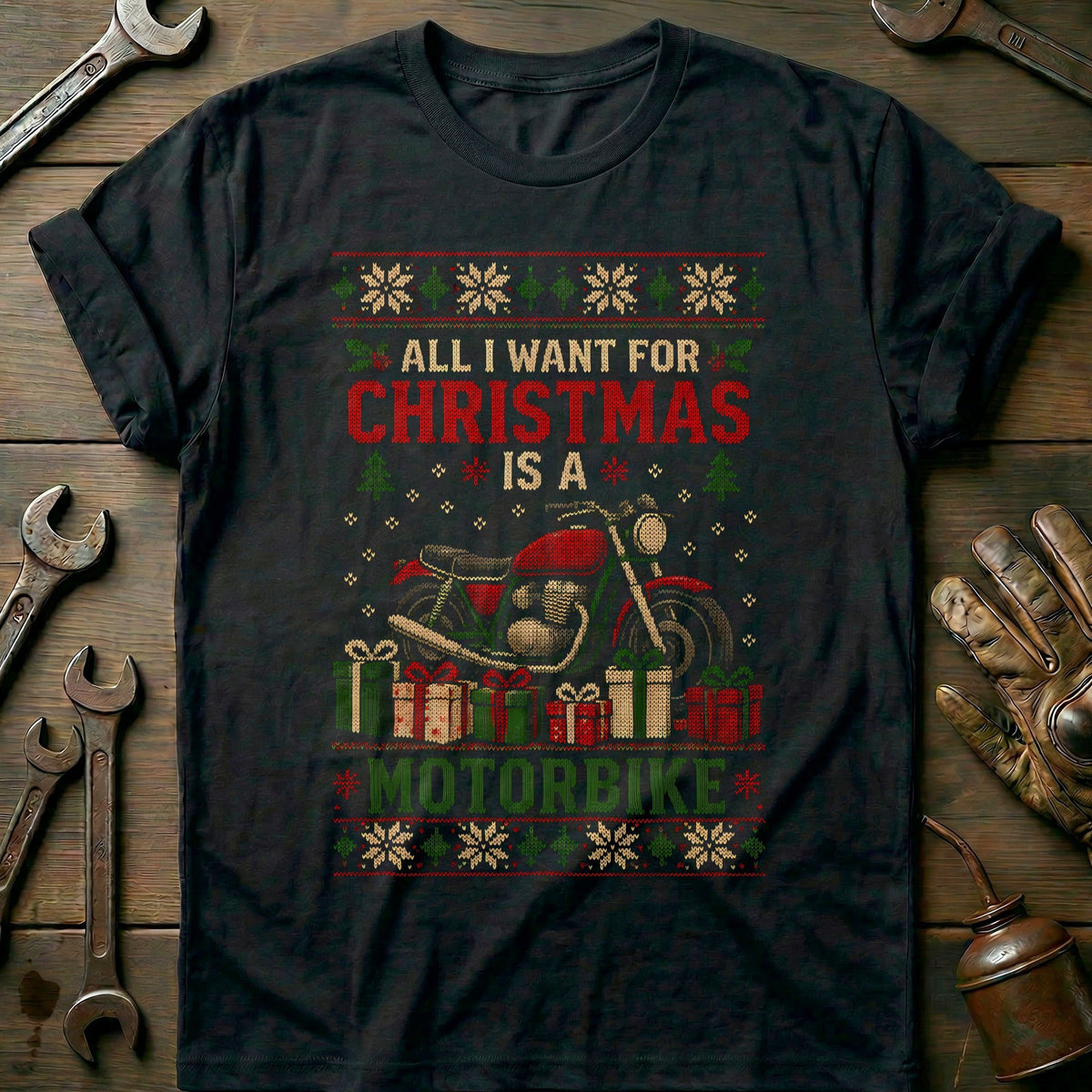 All I Want for Christmas is a Motorbike Motorcycle T-Shirt GC Gift For Biker