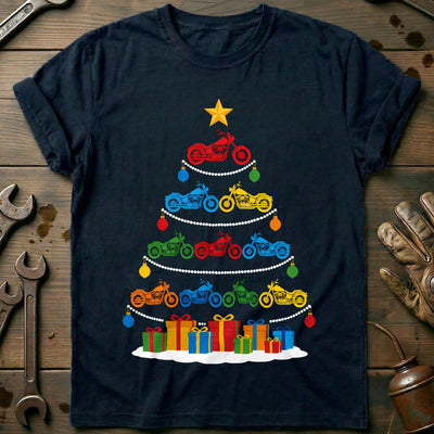Colourful Motorcycle Christmas Tree T-Shirt GC Gift For Biker