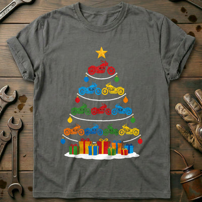 Colourful Motorcycle Christmas Tree T-Shirt GC Gift For Biker