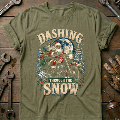 Dashing Through the Snow Motorcycle T-Shirt GC Gift For Biker