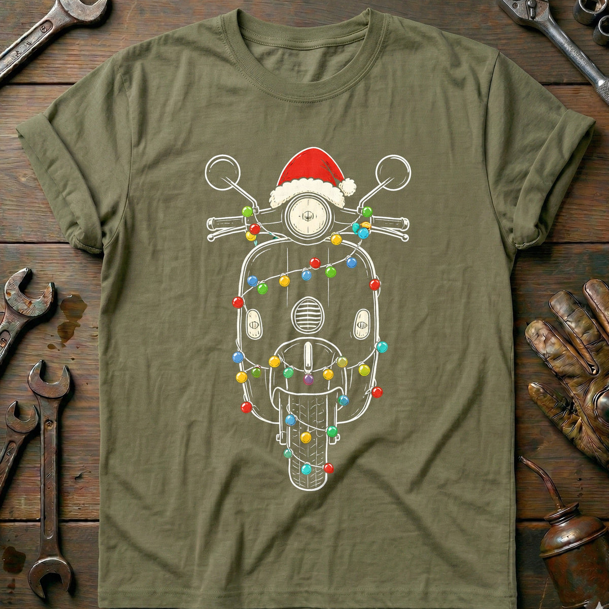 Scooter Christmas Lights Motorcycle T-Shirt EU Gift For Biker