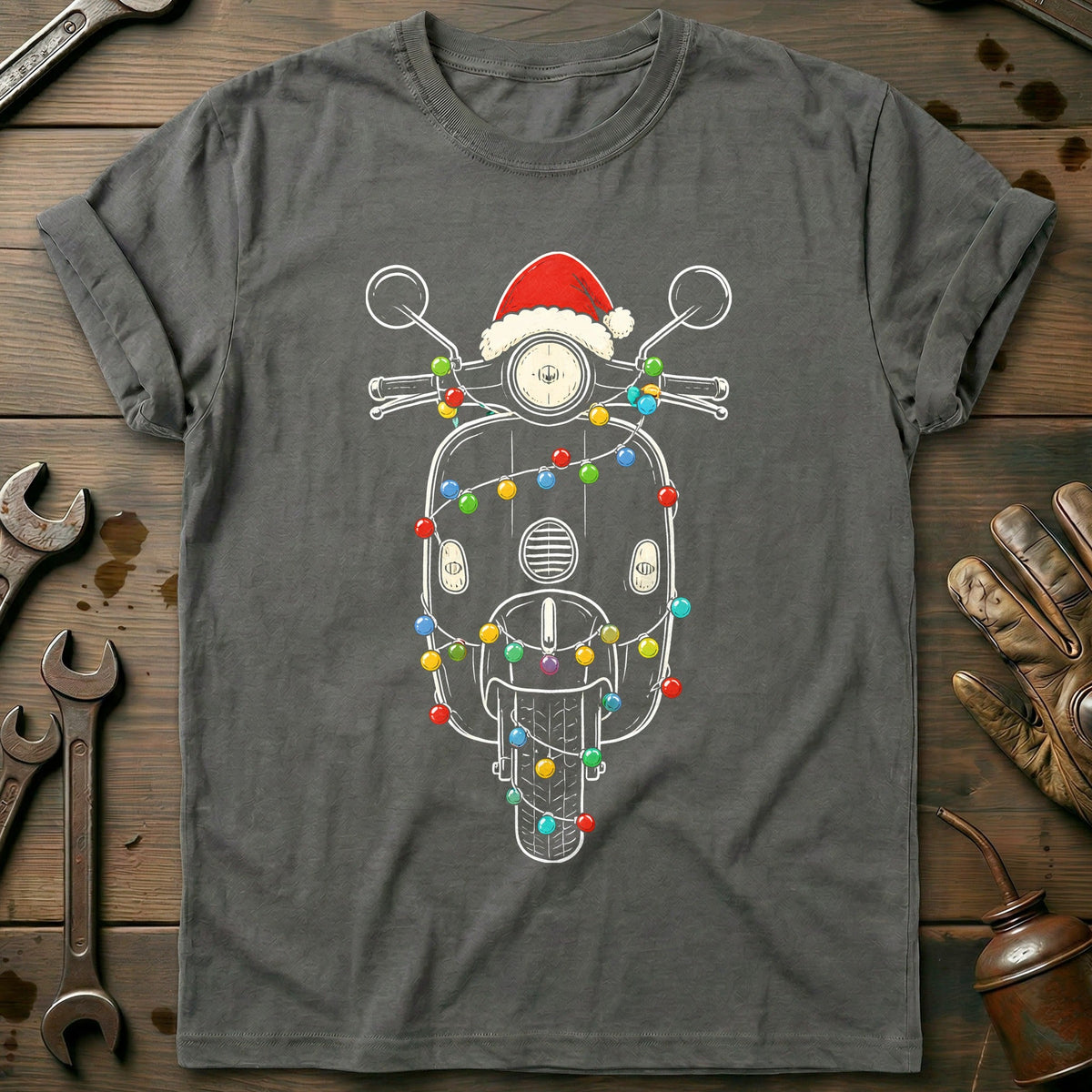 Scooter Christmas Lights Motorcycle T-Shirt EU Gift For Biker