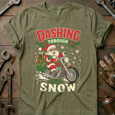 Dashing Through the Snow Motorcycle T-Shirt GC Gift For Biker