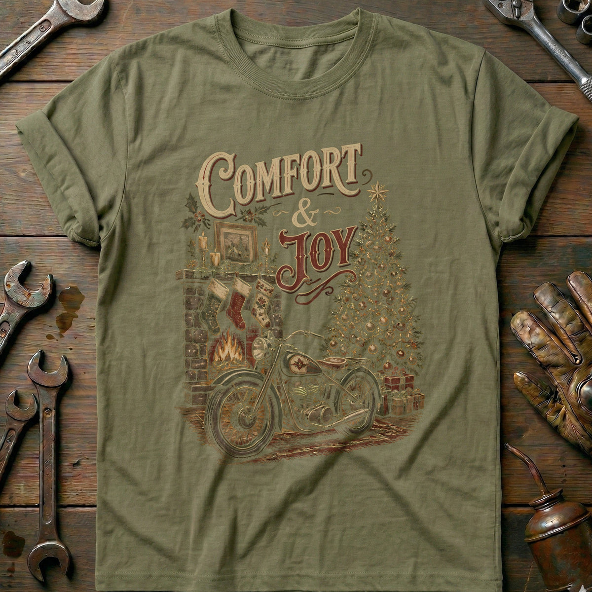 Comfort and Joy Motorcycle T-Shirt GC Gift For Biker