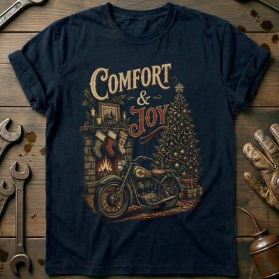 Comfort and Joy Motorcycle T-Shirt GC Gift For Biker