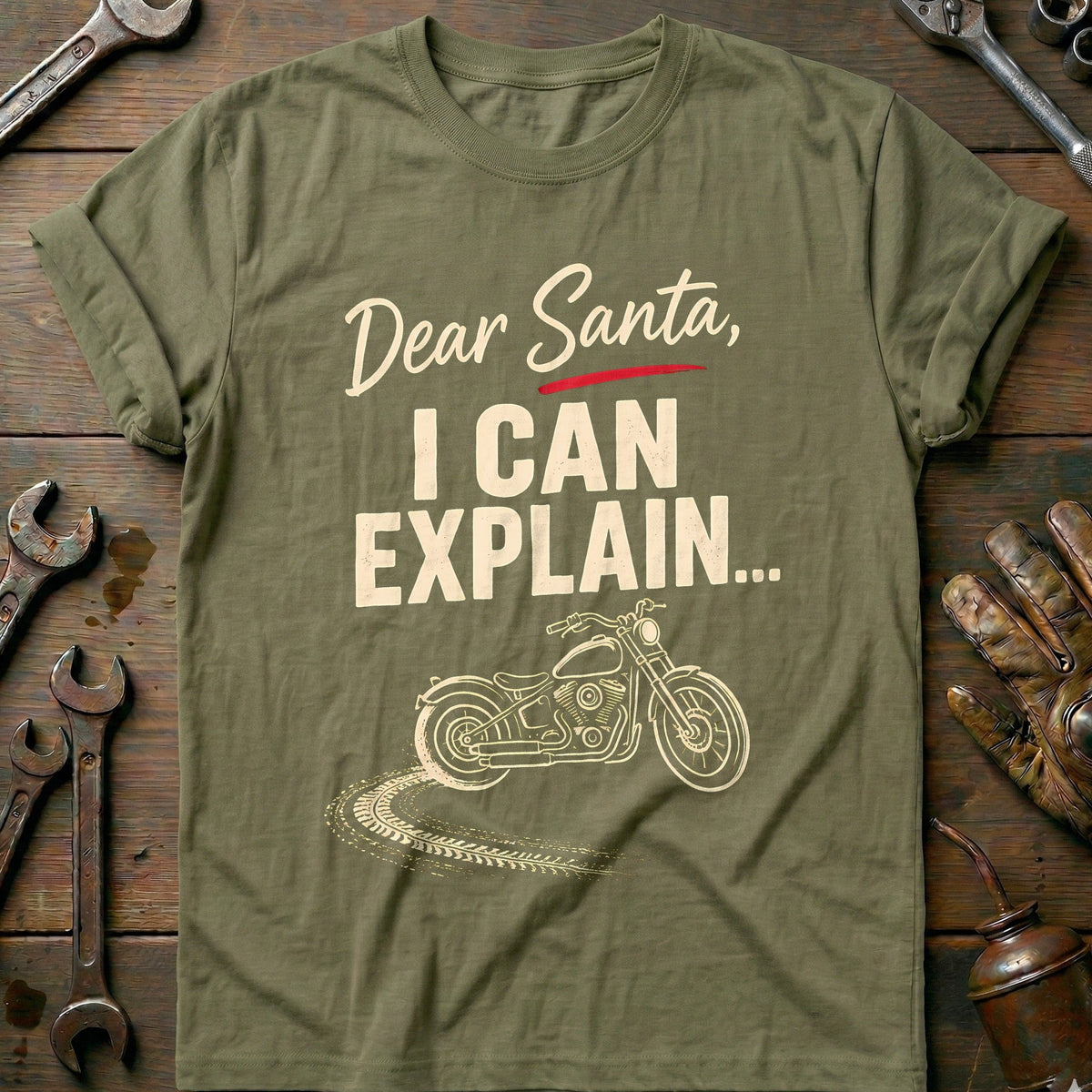 Dear Santa I Can Explain Motorcycle T-Shirt GC Gift For Biker