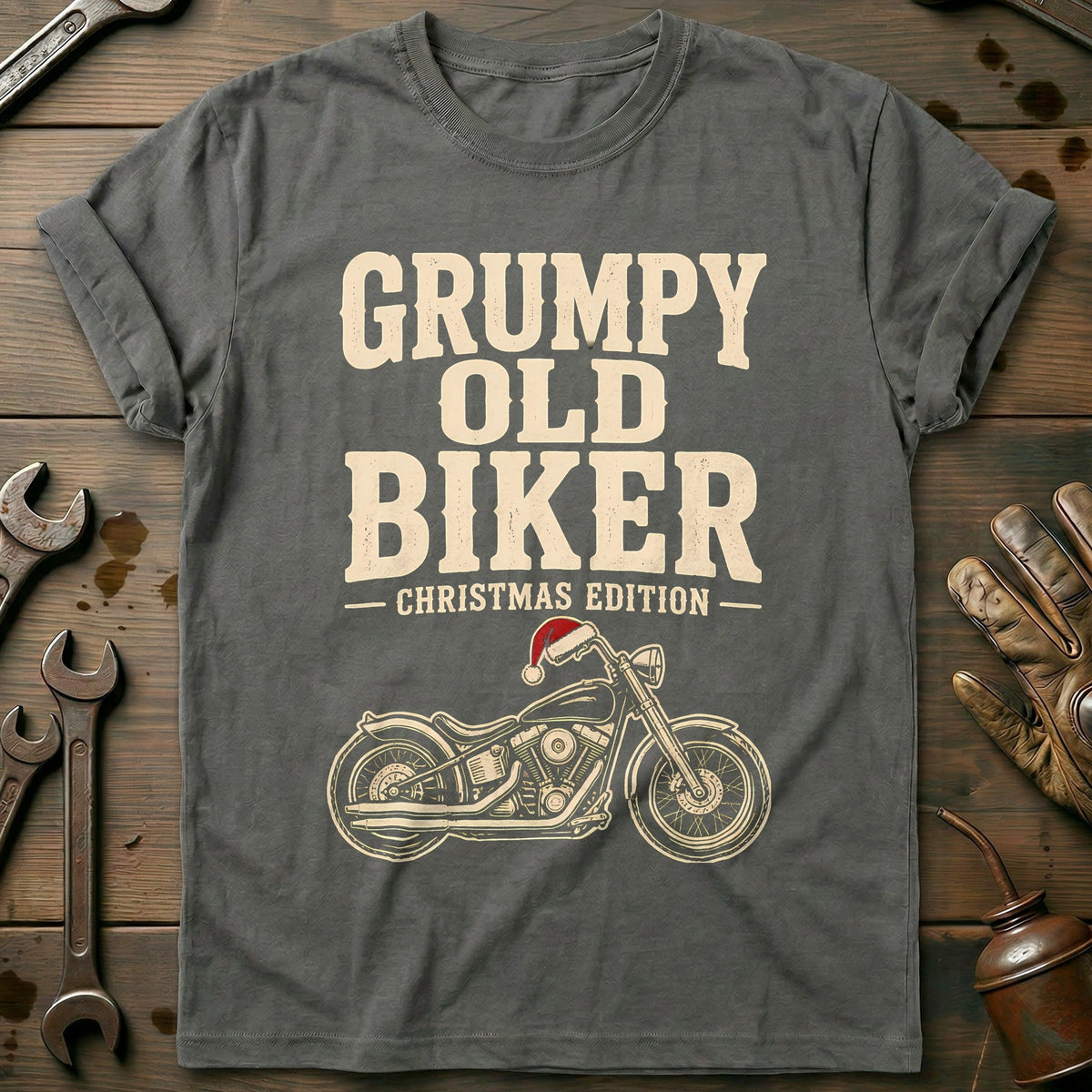 Grumpy Old Biker Christmas Edition Motorcycle T-Shirt GC Gift For Biker