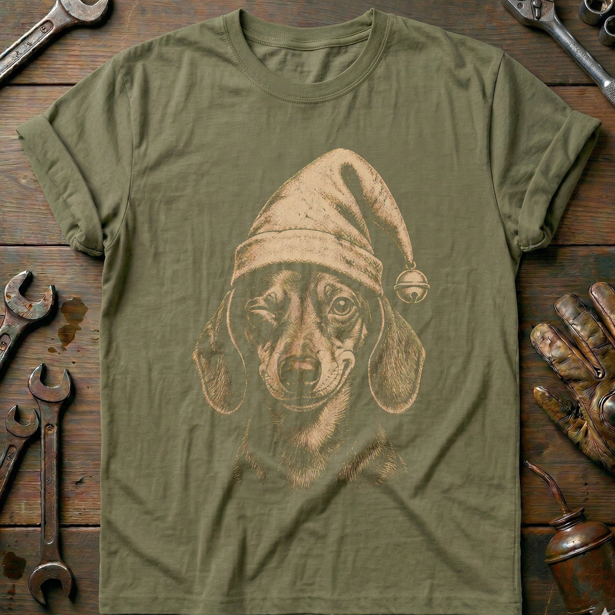 Christmas Elf Dachshund Motorcycle T-Shirt GC Gift For Biker