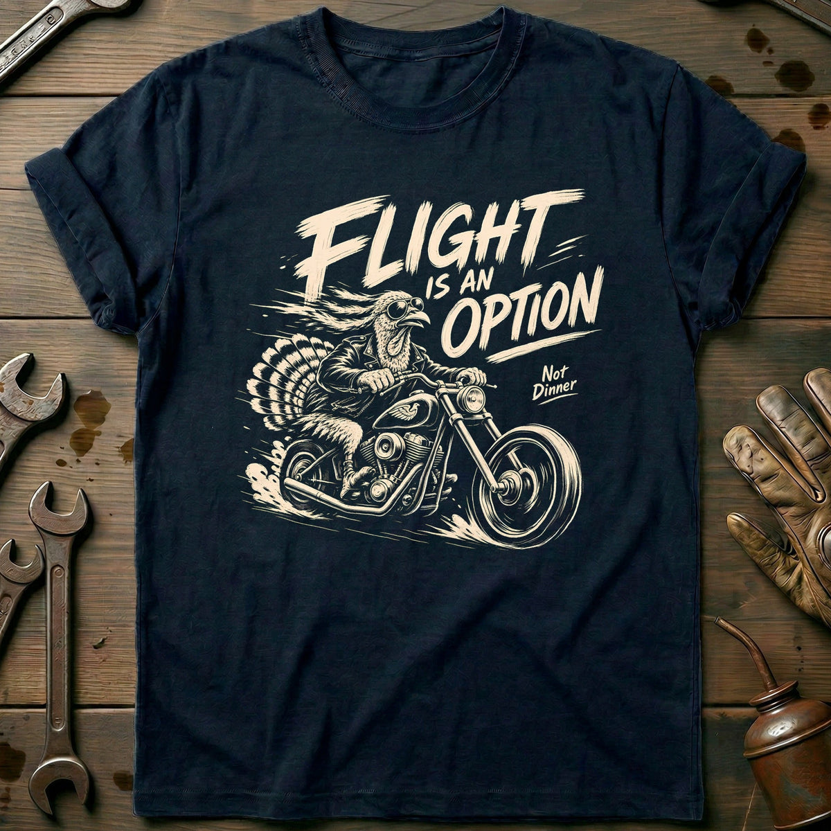 Flight is an Option Not Dinner Motorcycle T-Shirt EU Gift For Biker