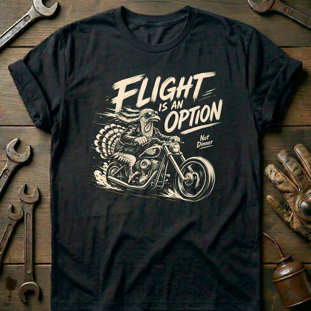 Flight is an Option Not Dinner Motorcycle T-Shirt EU Gift For Biker