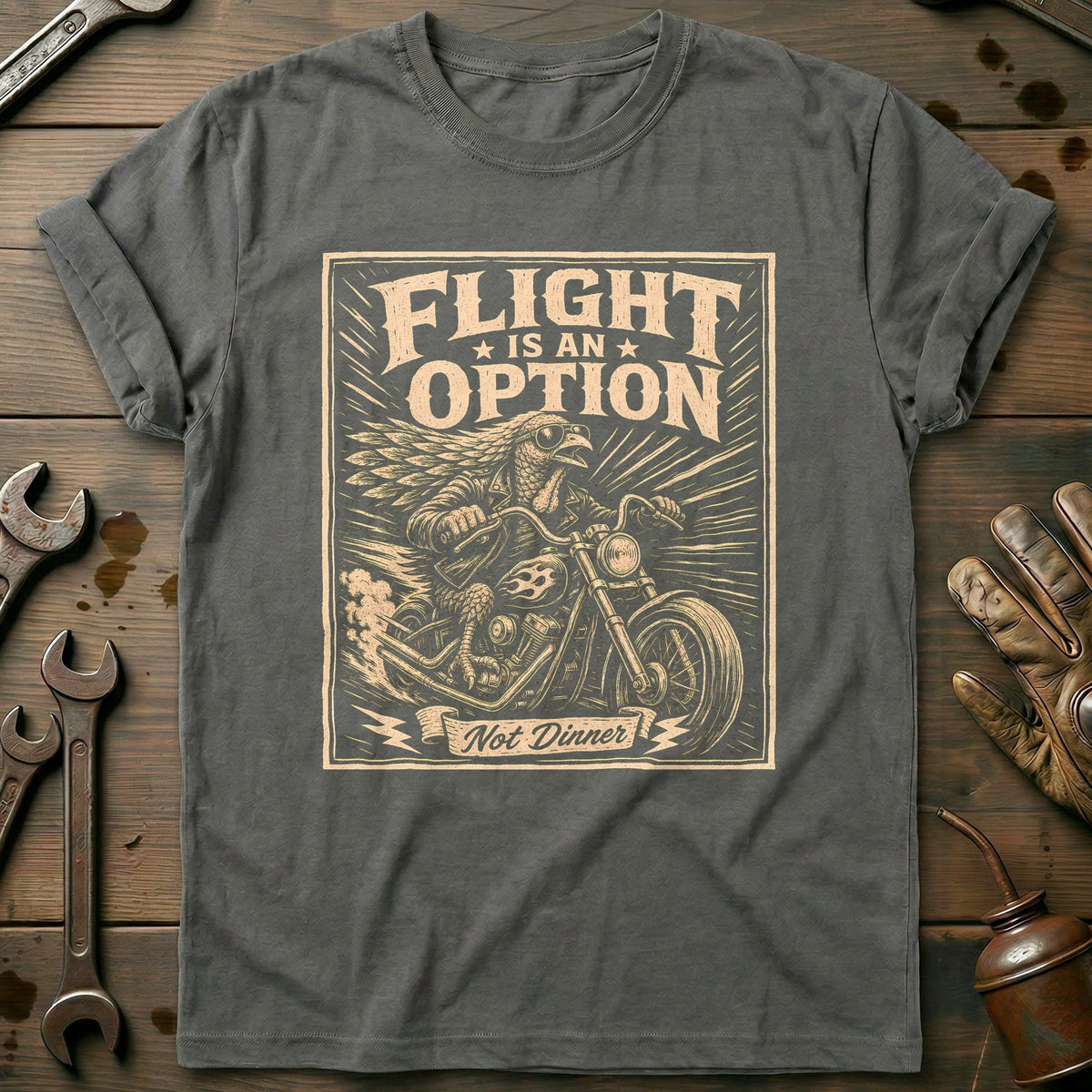 Flight is an Option Not Dinner Motorcycle T-Shirt US Gift For Biker