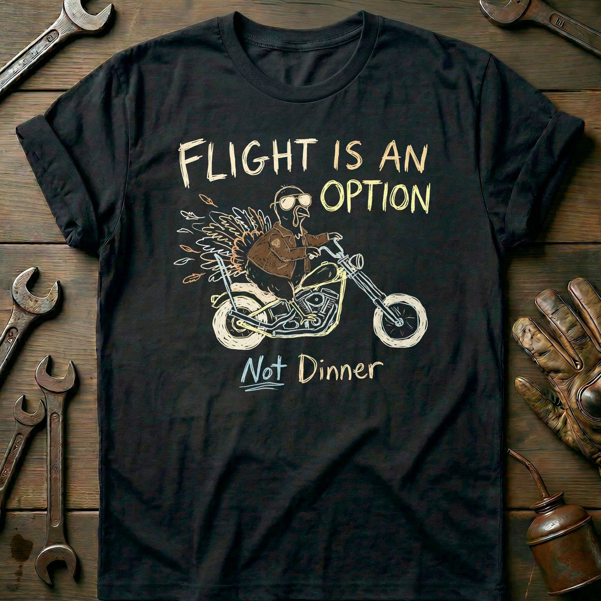 Flight is an Option Not Dinner Motorcycle T-Shirt Gift For Biker