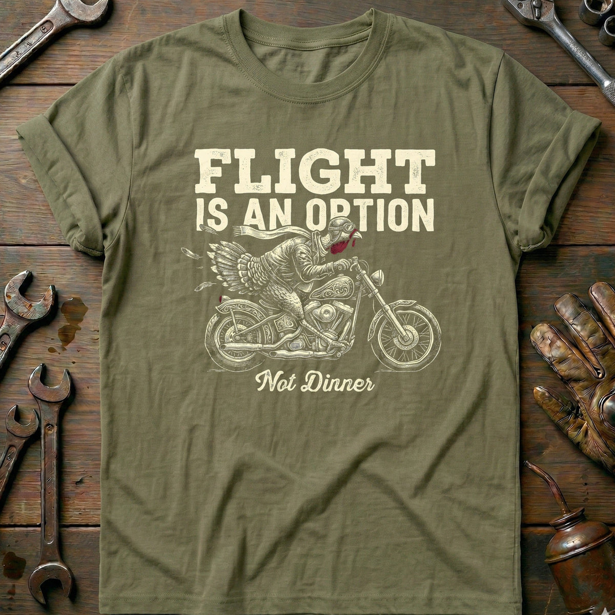 Flight is an Option Not Dinner Motorcycle T-Shirt US Gift For Biker