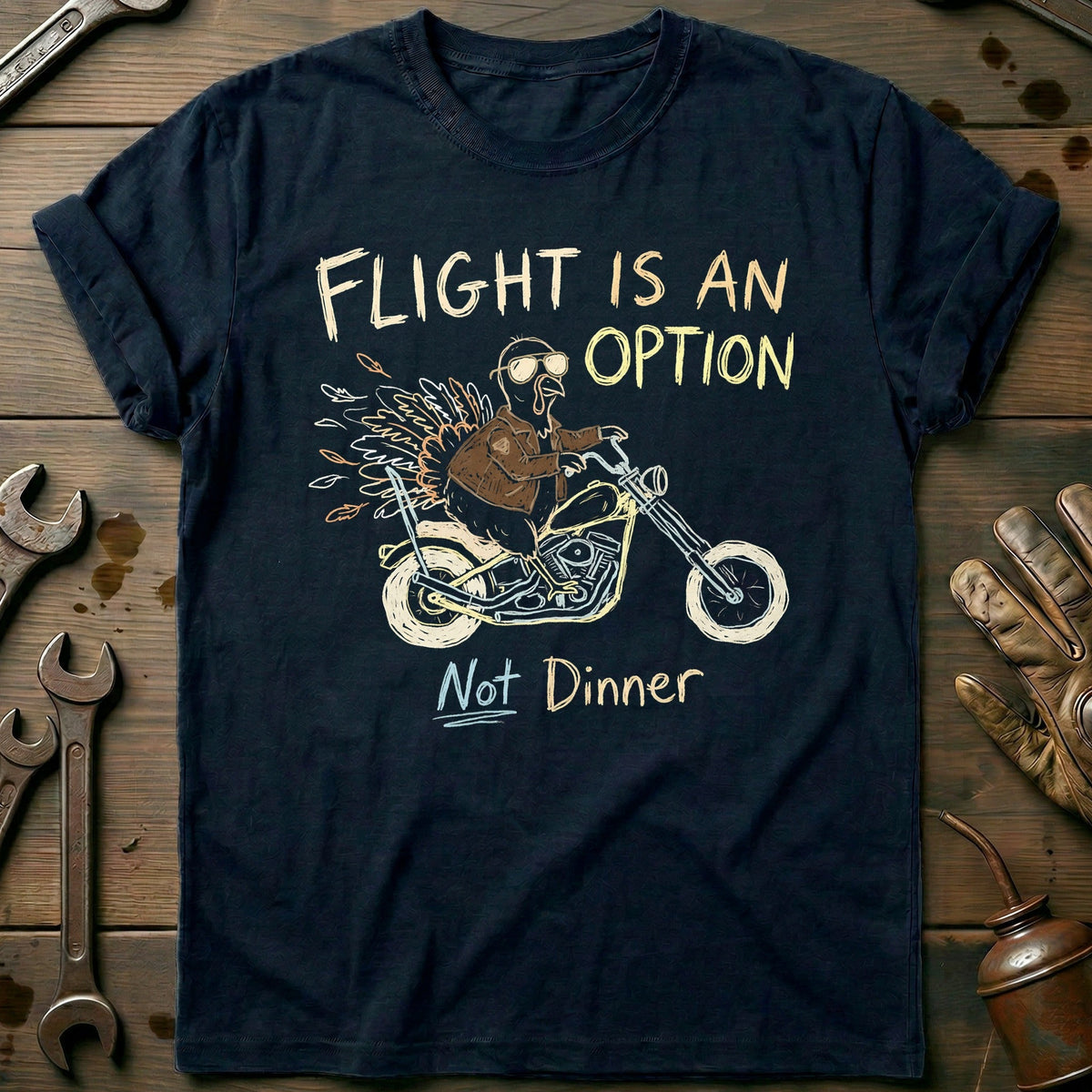 Flight is an Option Not Dinner Motorcycle T-Shirt EU Gift For Biker
