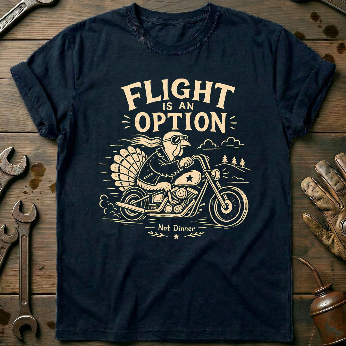 Flight is an Option Not Dinner Motorcycle T-Shirt US Gift For Biker