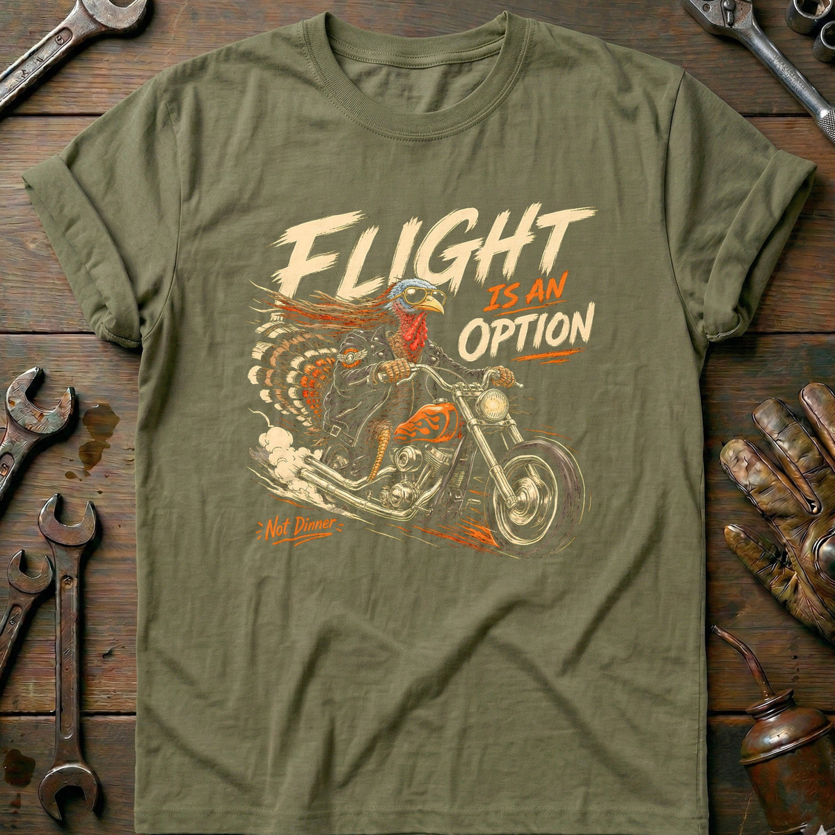 Flight is an Option Not Dinner Motorcycle T-Shirt EU Gift For Biker